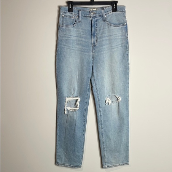 Madewell | The Perfect Vintage Straight Jeans Busted Knees Light Wash Size 29 - Picture 1 of 8
